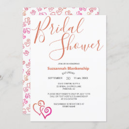 Convites Corações Vinculados a Laranja Cor-de-Rosa Modelo C