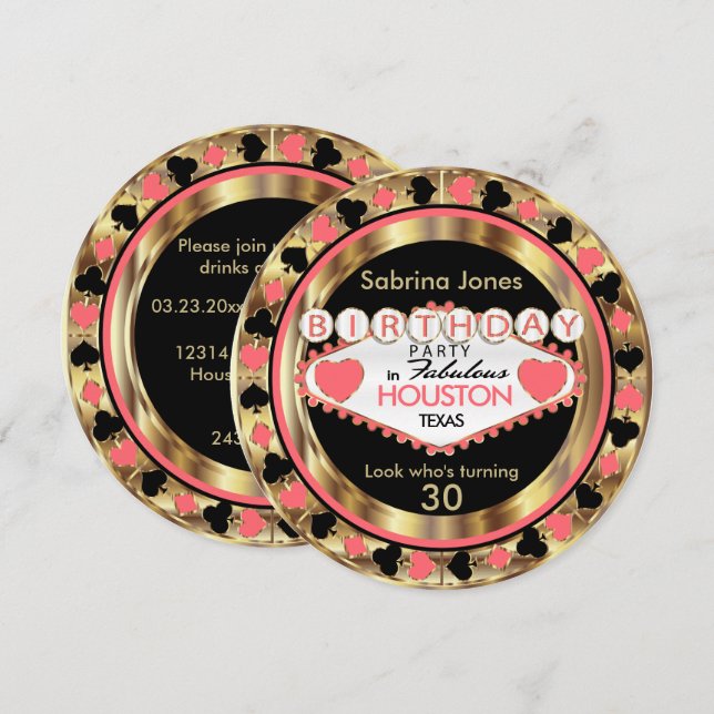 Convites Coral 00ª Festa de aniversário - Cidade e Estado (Frente/Verso)