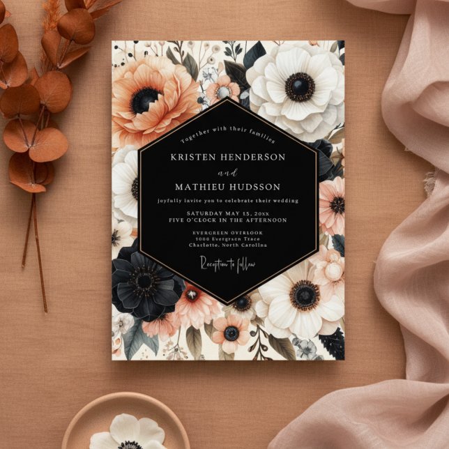 Convites Coral Bloom Opulent Wedding (Criador carregado)