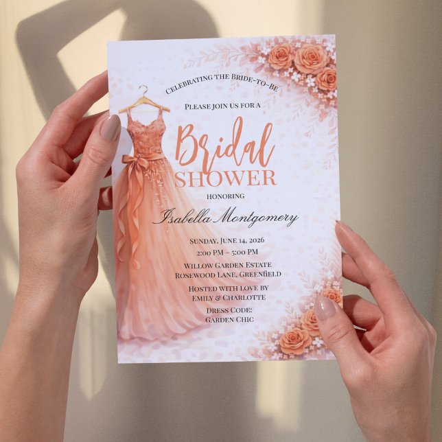 Convites Coral Bridesmaid Dress Bridal Shower (Coral Bridesmaid Dress Bridal Shower Invitations
)