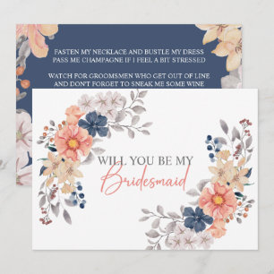 Convites Coral de Primavera Navy Floral Você Será Minha Dam