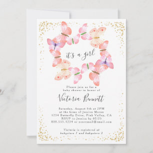 Convites Coral Dourado É um Chá de fraldas