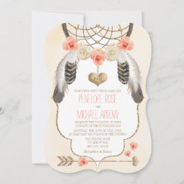 Convites Coral e Casamento Dourado de Dreamcatcher