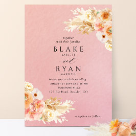 Convites Coral Elegante, Mínimo, Peach, Casamento De Creme 