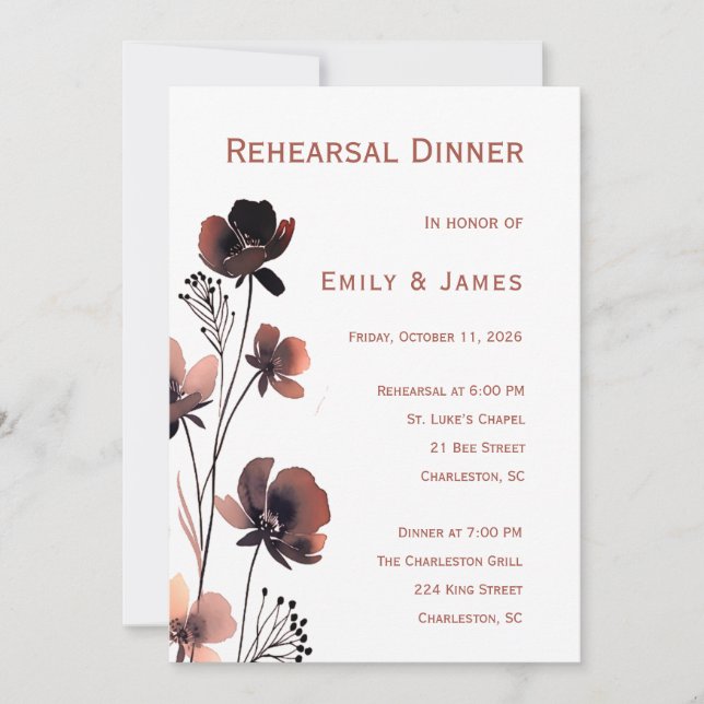 Convites Coral Floral Wedding (Frente)