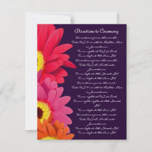 Convites Coral Fuchsia EggPlant Gerber Daisy Direction Card