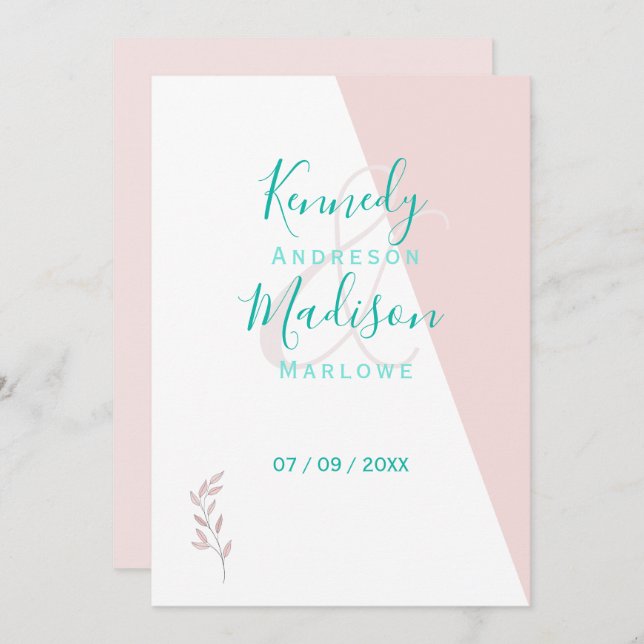 Convites Coral Geométrico (Frente/Verso)