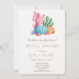 Convites Coral Kisses & Ocean Wishes Bridal Shower