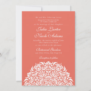 Convites Coral Macio Amora Caprichoso Floral Mandala Casame
