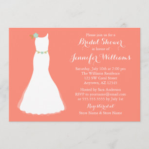Convites Coral Mint Floral Wedding Chá de panela
