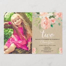 Convites Coral moderno rústico do pêssego da menina do