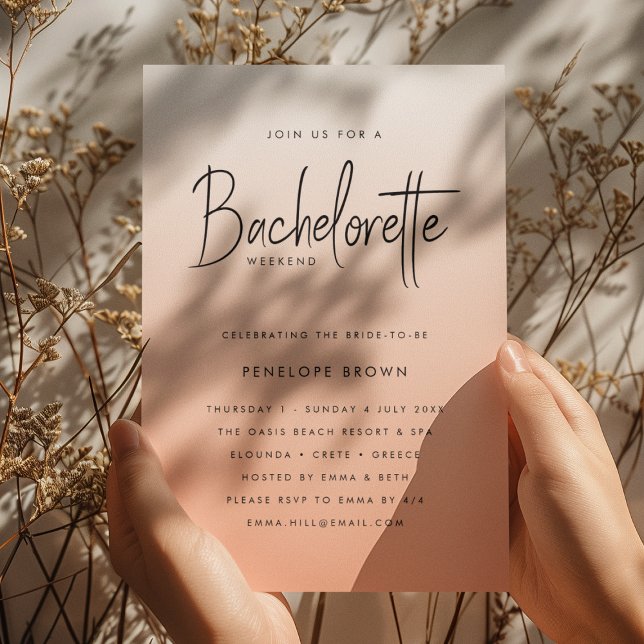 Convites Coral Ombre | Bachelorette Weekend Peach (Criador carregado)