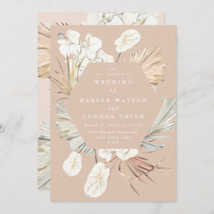 Convites Coral Peach Pampas Grass Selva Tropical Floral