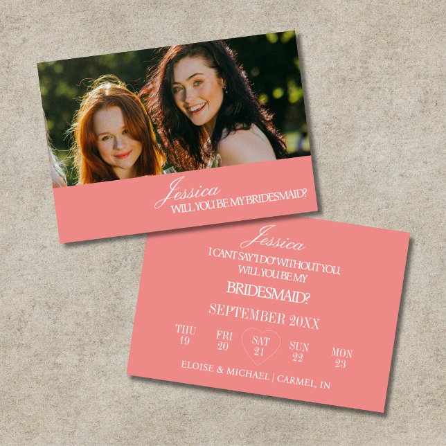 Convites Coral Pink Will You Be My Bridesmaid Proposal Card (Coral Pink Will You Be My Bridesmaid Proposal Card)