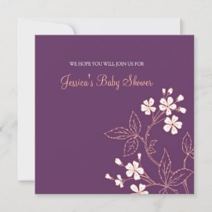Convites Coral Plum Floral Personalizado Para Bebês Convit