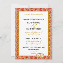 Convites Coral ROSA Elegante Floral WEDDING Christian