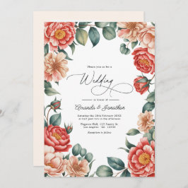 Convites Coral Rose, Apricot Blush, and Soft Mint Wedding
