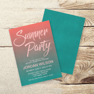 Convites Coral Teal Birthday New Home Summer Party