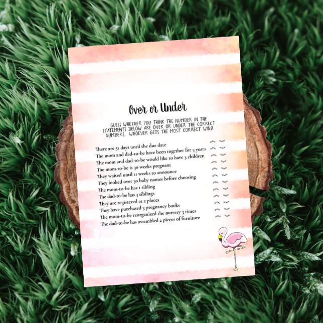 Convites Coral Tirado Flamingo Sob Jogo De Chá de fraldas (Criador carregado)