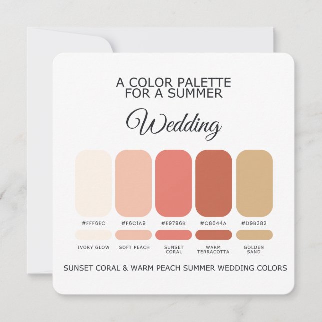 Convites Coral Warm Peach Summer Wedding Palette 2026 Card (Frente)