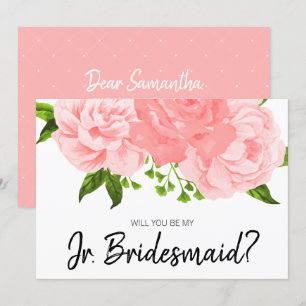 Convites Coral Watercolor Floral É Minha Jr. Bridesmaid Ca