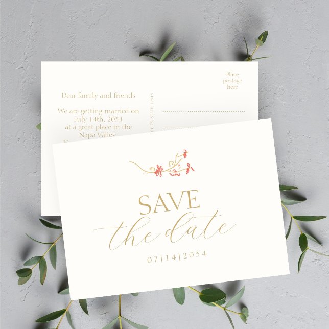 Convites Coral Wildflower & Ivory Floral Salvar Data (Criador carregado)