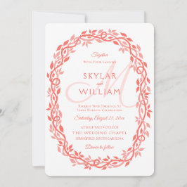 Convites Coral Woodsy Casamento Vivendo Coral Wreath Chic