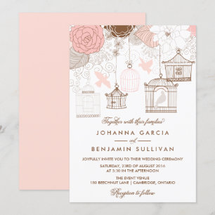 Convites Coram os Birdcages lunáticos cor-de-rosa que