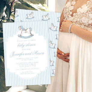 Convites Corante azul-bonito, chá de bebê estilizado