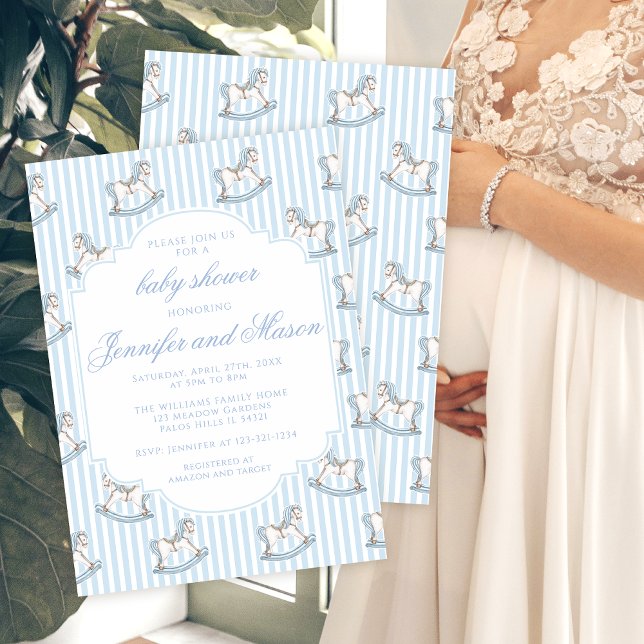 Convites Corante azul-bonito, chá de bebê estilizado (Criador carregado)