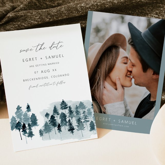 Convites Corante de Água Azul EGRET Salve a Data (Criador carregado)