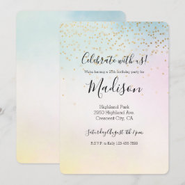Convites Corante Dourado Confetti Amarelo Amarelo Unicorn A