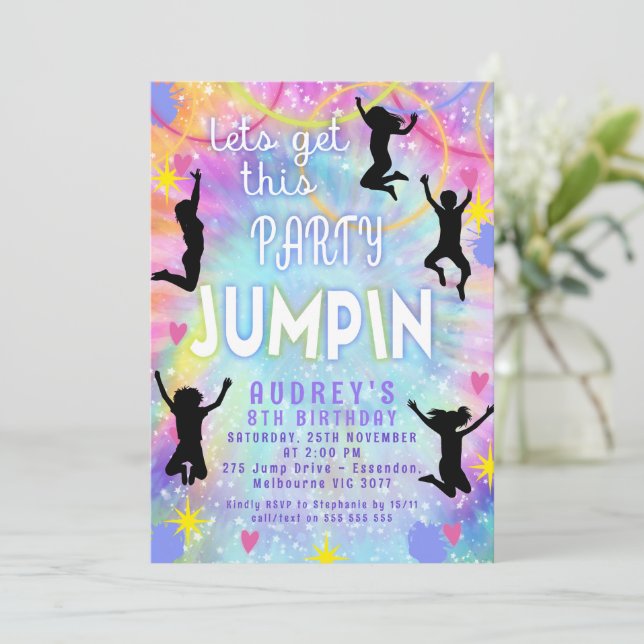 Convites Corante Púrpura Rosa, Vamos Comprar O Aniversário  (Em pé/Frente)