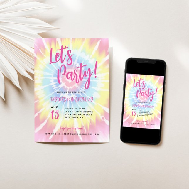 Convites Corante Rosa, Festa De Vamos Qualquer Aniversário  (Criador carregado)