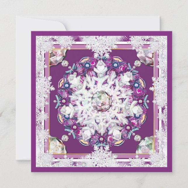 Convites Corante vermelho cardinal e floco de neve (Frente)