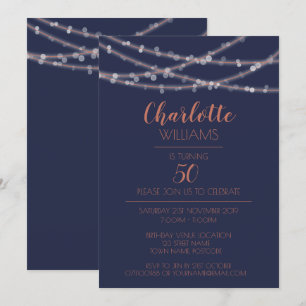 Convites Corda Brilhante Moderna Luz 50º Aniversário