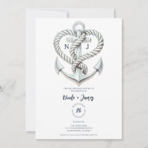 Corda de Âncora de Coração Náutico Casamento Coste