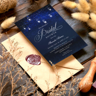 Convites Corda Elegante Luzes Azuis Chá de panela Noturno