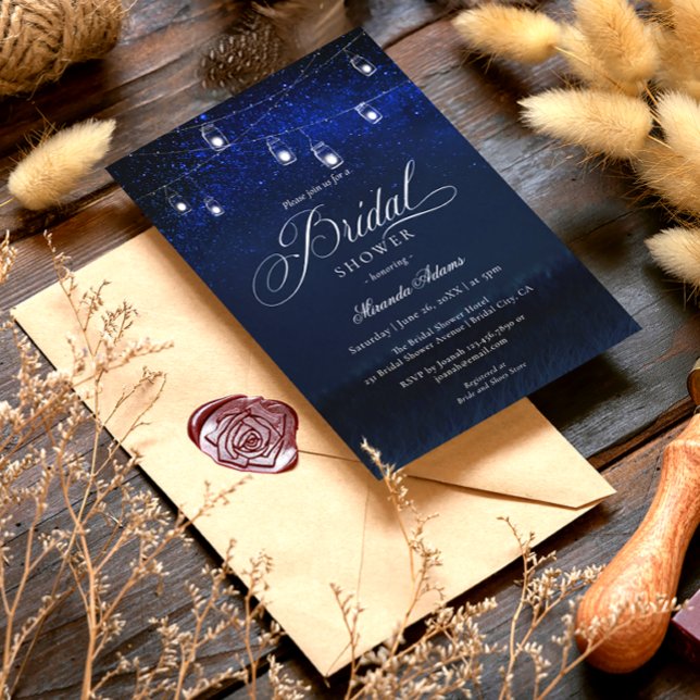 Convites Corda Elegante Luzes Azuis Chá de panela Noturno (Criador carregado)