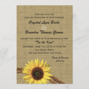 Convites Corda Ocidental e Casamento de Girassol