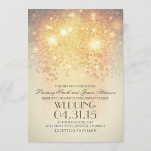 Convites corda reluzente luzes casamento vintage elegante