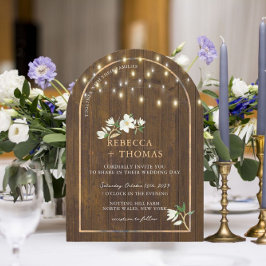Convites Corda Rústica Luz Arca Dourada Magnolia Casamento