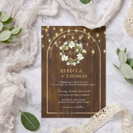 Convites Corda Rústica Luz Arca Dourada Magnolia Casamento