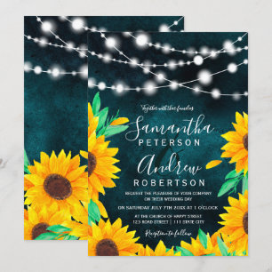 Convites Corda verde-verde-russa lança girassóis casament