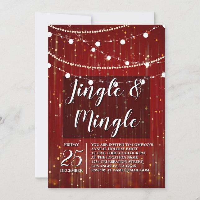 Convites Corda Vermelha Corporativa Luz Jingle e Mingle (Frente)