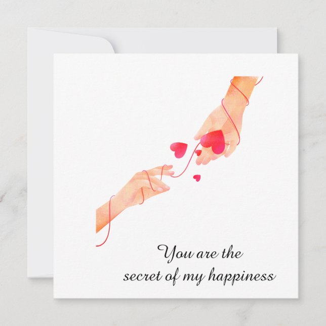 Convites "Corda Vermelha Romântica do Destino das Mãos & Co (Frente)