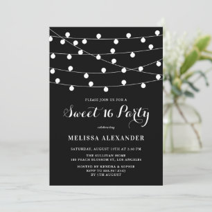 Convites Corda Whimsical Acende Preto Festa 16 Doce