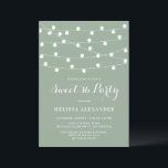 Convites Corda Whimsical Lights Sage Green Sweet 16 Party<br><div class="desc">Este elegante e brilhante convite de festas 16 apresenta luzes de fada brancas suspensas sobre um fundo verde sábio. Personalize adicionando seus detalhes. Este doce e sábio convite é perfeito para festas de aniversário ao ar livre.</div>