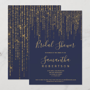 Convites Cordas de ouro quic luzes marinho chá de panela az