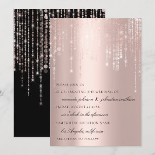 Convites Cordas de Rosa Blush Monograma de Casamento